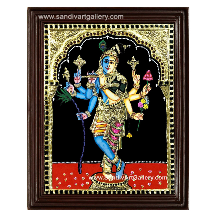 Half Krishna Half Radha Tanjore Painting