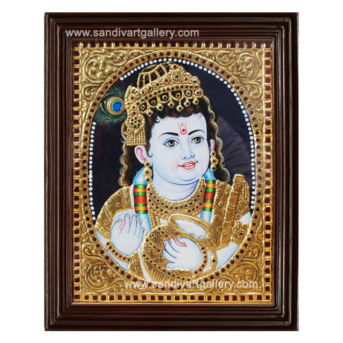 Oval Butter Krishna Tanjore Painting1