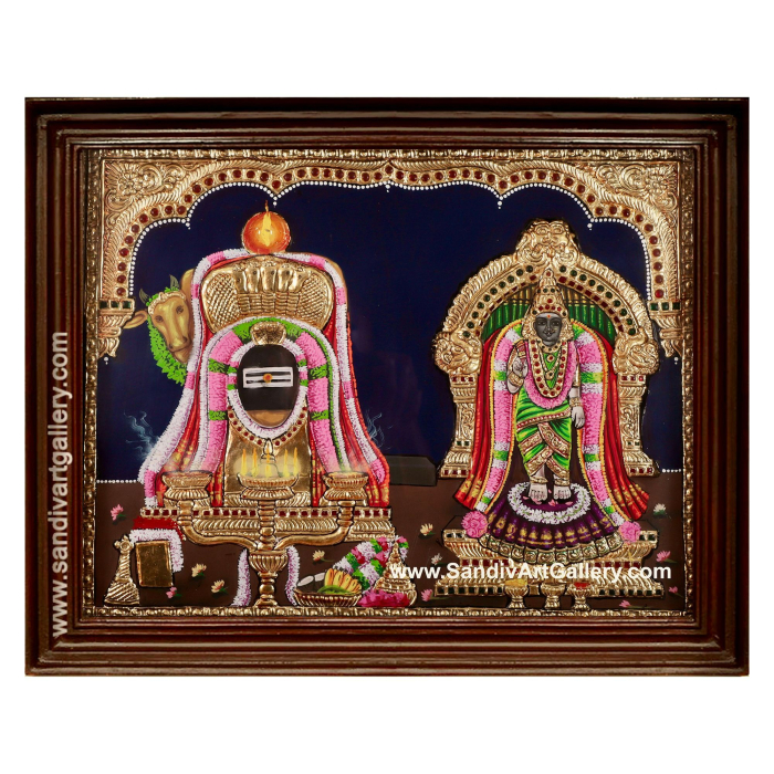 Avinasilingeshwarar Karunambigai Semi Embossed Tanjore Painting