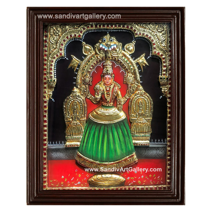 Kollur Mookambika Devi 3D Embossed Tanjore Painting
