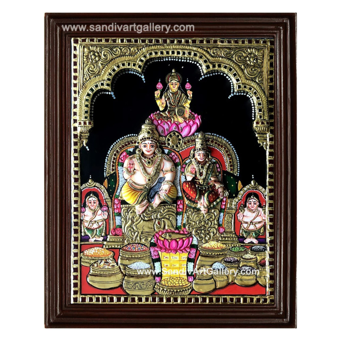 Kubera Lakshmi 3D Embossed Tanjore Painting