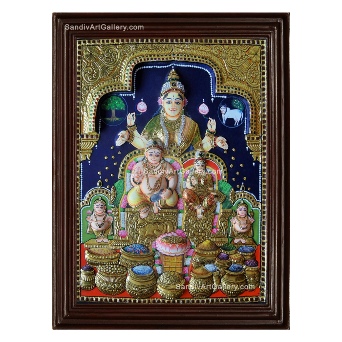 Kubera Lakshmi 3D Embossed Tanjore Painting1