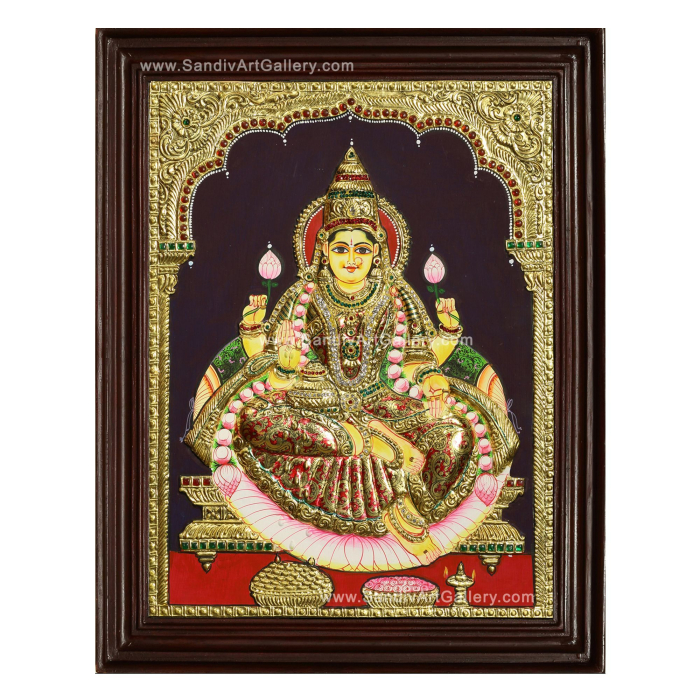 Mahalakshmi Semi Embossed Tanjore Painting