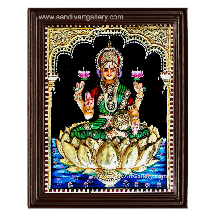Goddess Lakshmi Devi 3D Embossed Tanjore Painting