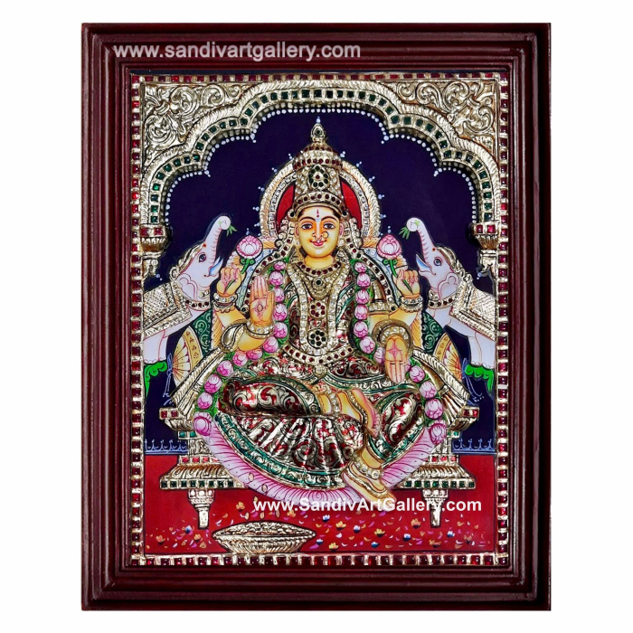 Gajalakshmi 3D Super Embossed Tanjore Painting