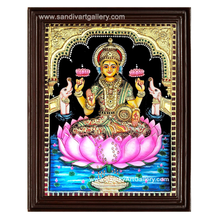Lakshmi Devi 3D Super Embossed Tanjore Painting