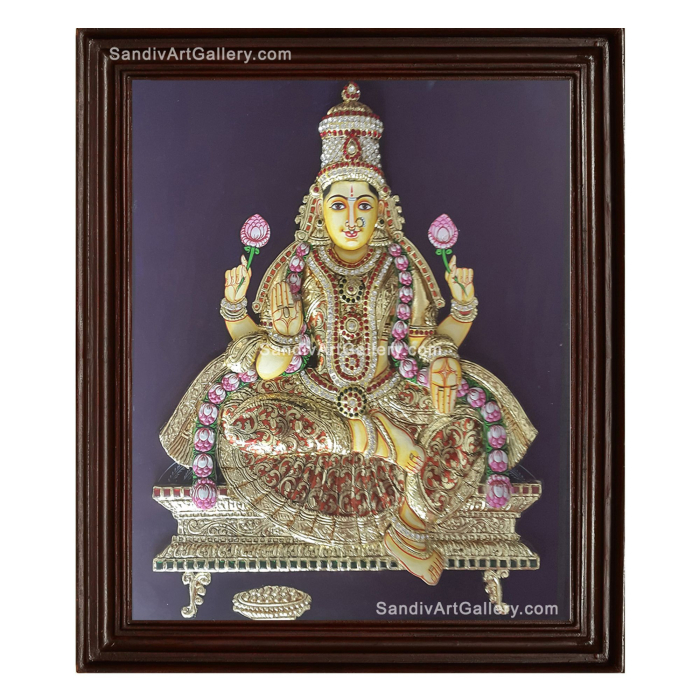 Aishwarya Lakshmi 3D Embossed Tanjore Painting