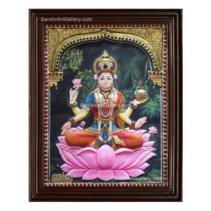 Maha Lakshmi 3D Super Embossed Tanjore Painting