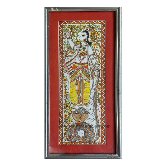 Krishna on Snake Madhubani Painiting
