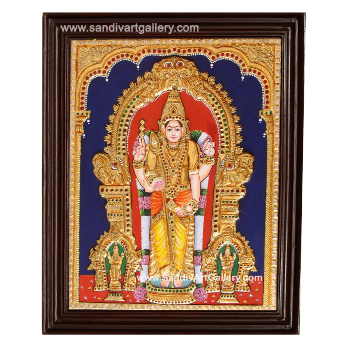 Thiruchendur Murugan Semi Embossed Tanjore Painting 1