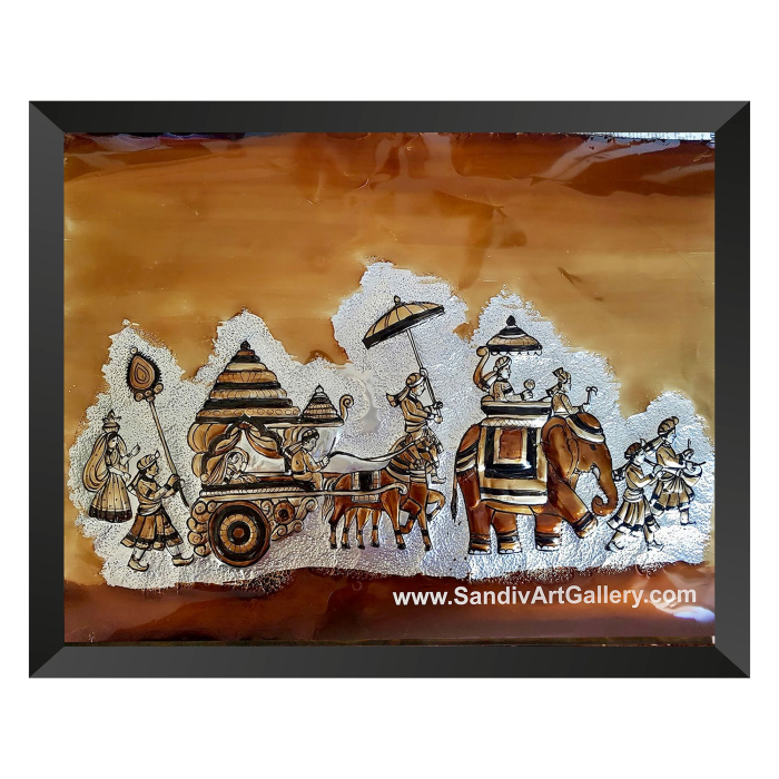 Marriage Procession Metal Emboss Painting