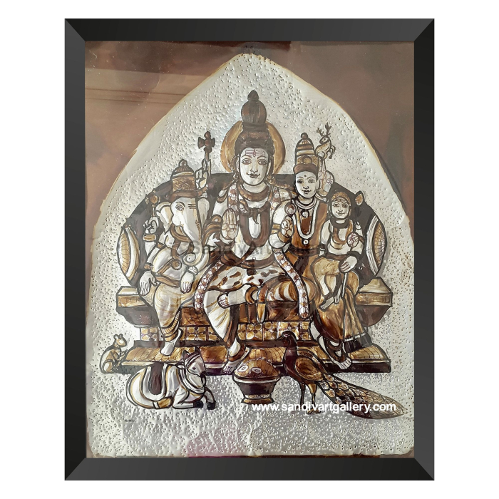Shiva Family Metal Emboss Painting