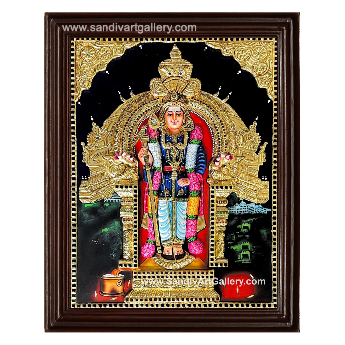 Palani Raja Alankara Murugan 3D Embossed Tanjore Painting 2