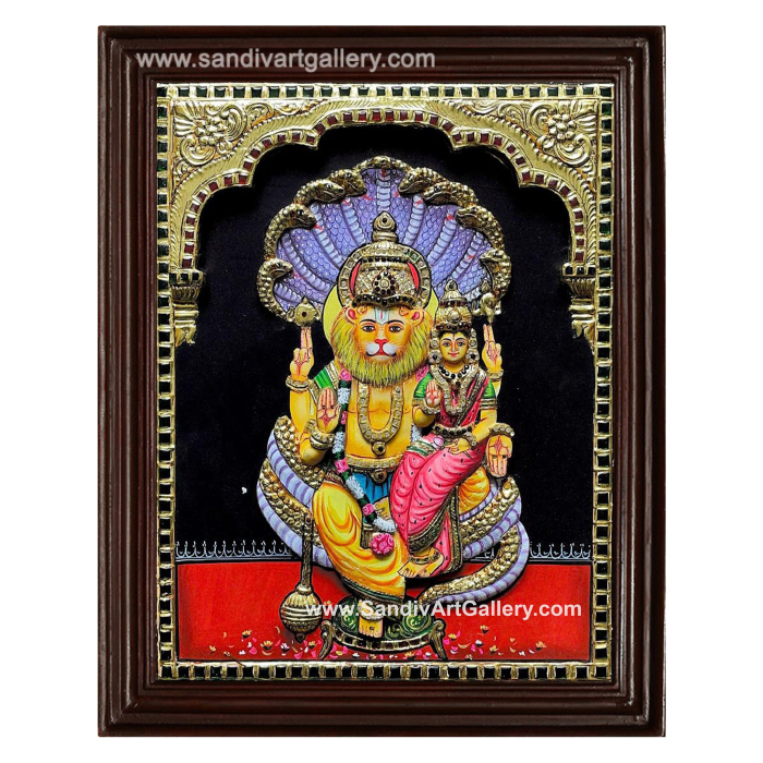 Lakshmi Narasimmar 3D Embossed Tanjore Painting