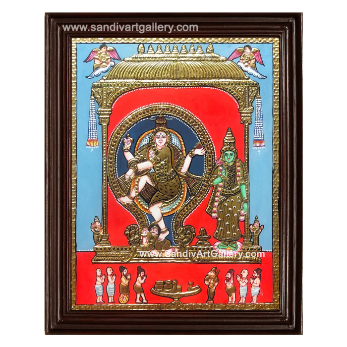 Natarajar with Sivagama Sundari Tanjore Painting 1
