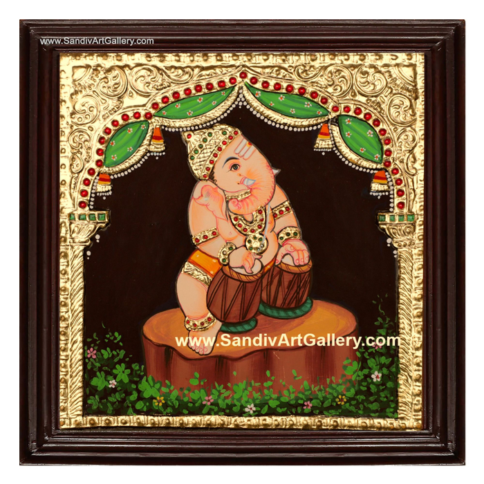 Sri Navasakthi Vinayagar Tanjore Painting