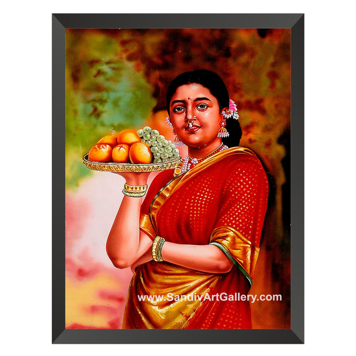 The Maharashtrian Lady Raja Ravi Varma Style Painting