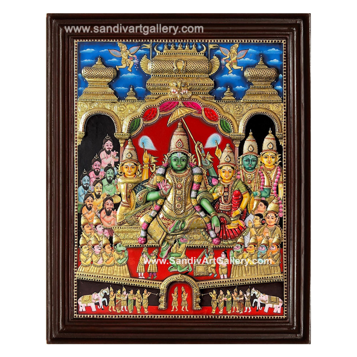 Ramar Pattabhishekam 3D Embossed Tanjore Painting