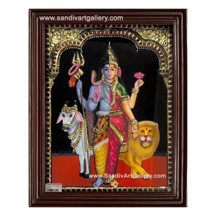 Arthanareeswarar 3D Super Embossed Tanjore Painting