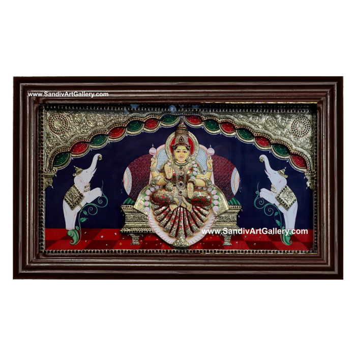 Gajalakshmi 3D Embossed Tanjore Painting 20
