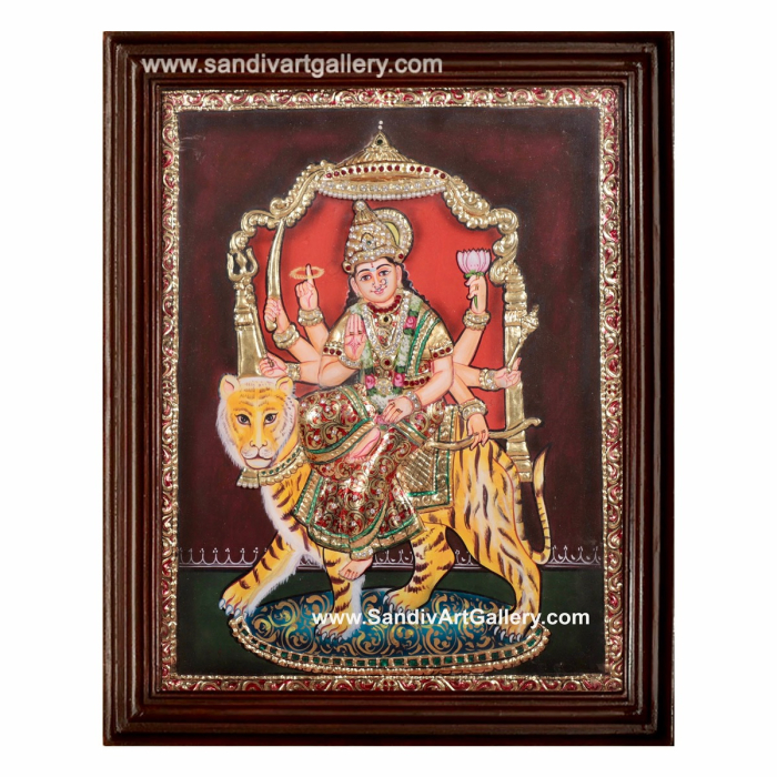 Durga 3D Embossed Tanjore Painting 20