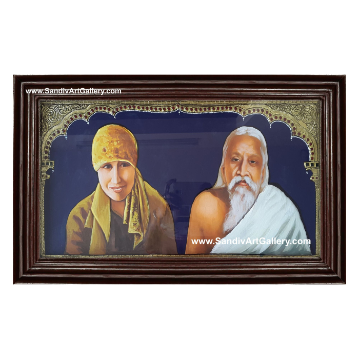 Sri Aurobindo and Sri Maa Tanjore Painting
