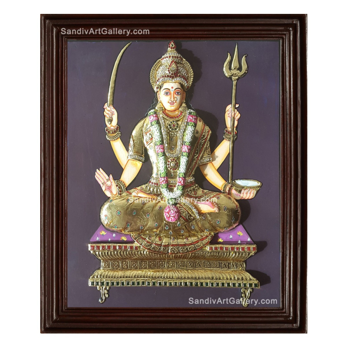 Santhoshi Matha 3D Embossed Tanjore Painting