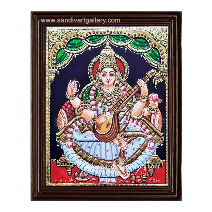 Goddess Saraswathi Maa Tanjore Painting