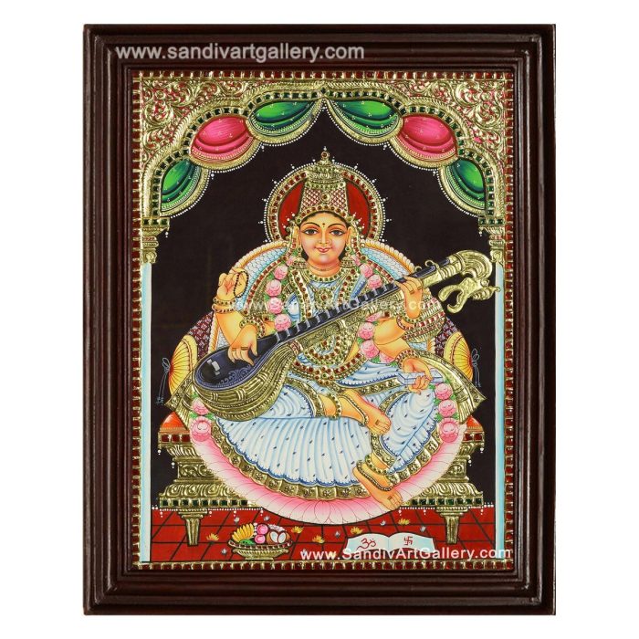 Saraswathi Devi Tanjore Painting 4