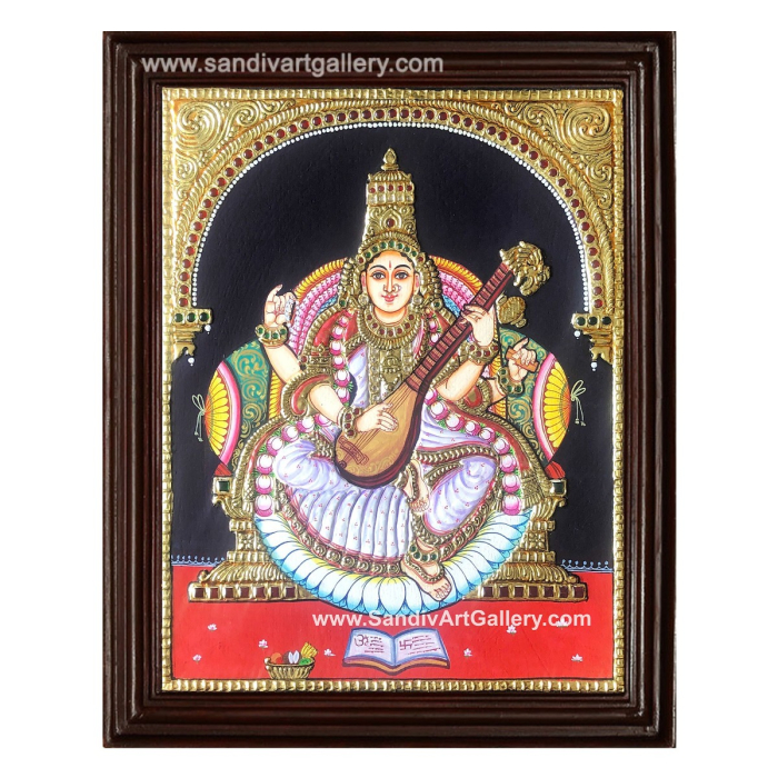 Goddess Saraswathi Tanjore Painting