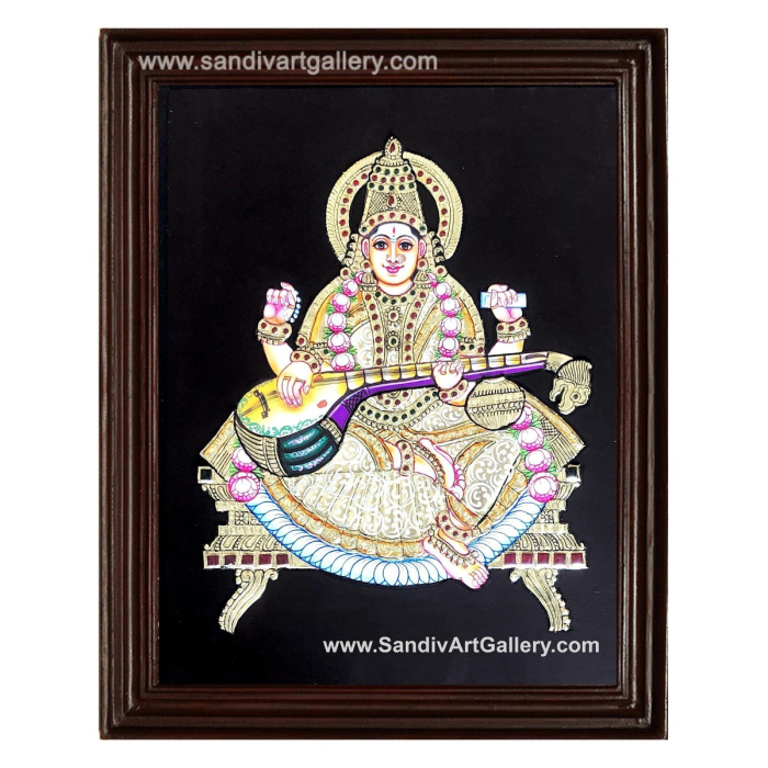 Saraswati Mata Tanjore Painting
