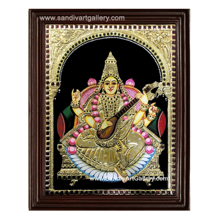Goddess Saraswathi Tanjore Painting