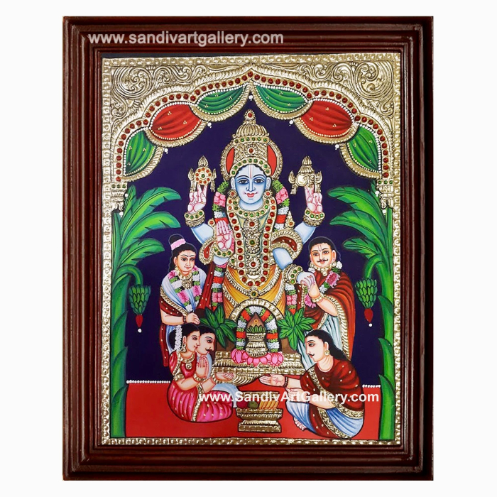 Lord Sathya Narayana Swamy Tanjore Painting