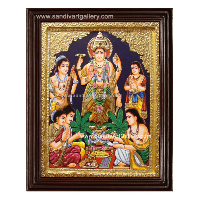 Sathyanarayana Swamy Semi Embossed Tanjore Painting