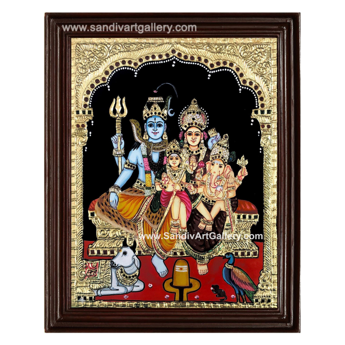 Shiva Family Tanjore Painting 3
