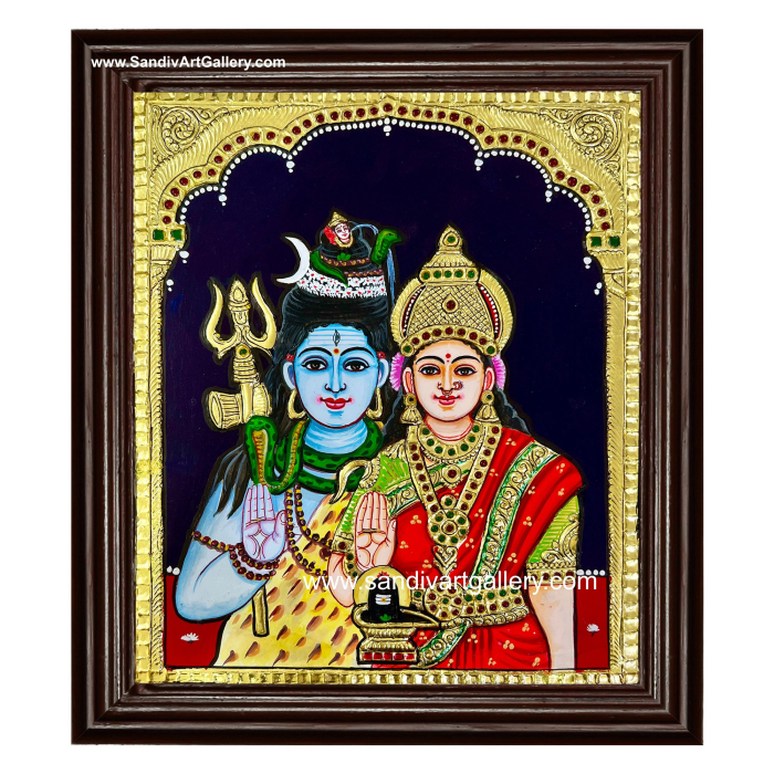 Shiva Parvathi Tanjore Painting 1