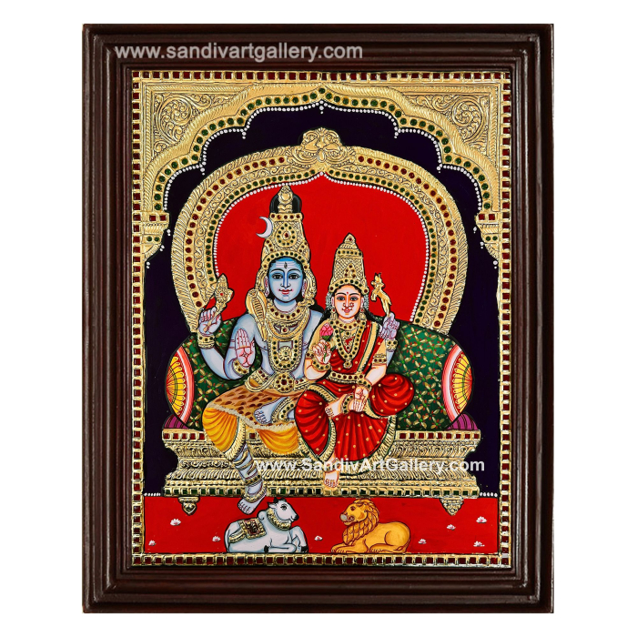 Shiva Parvati Tanjore Painting 5