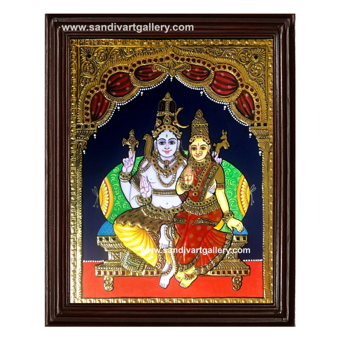 Shiva Parvati Tanjore Painting 6