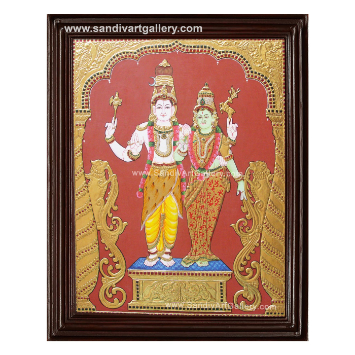 Shivan Parvati Tanjore Painting