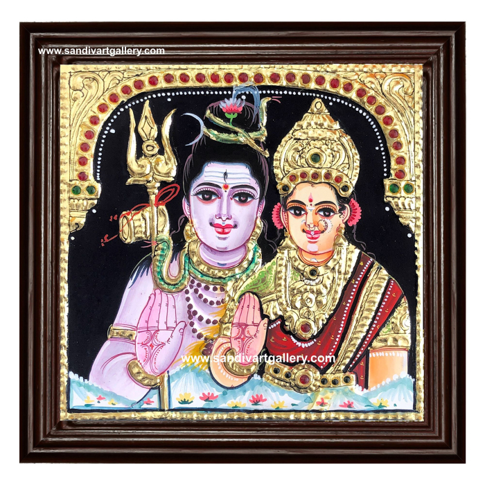 Shiva Parvathi Devi Tanjore Painting 1