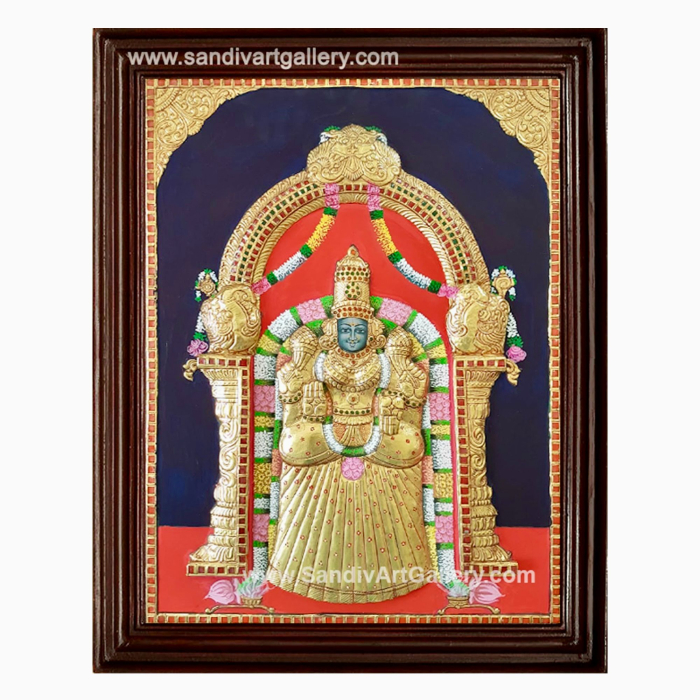 Padmavathi Thayar Semi Embossed Tanjore Painting