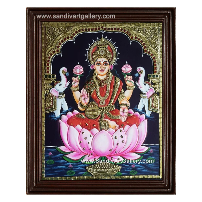 Ghaja Lakshmi on Lotus Tanjore Painting