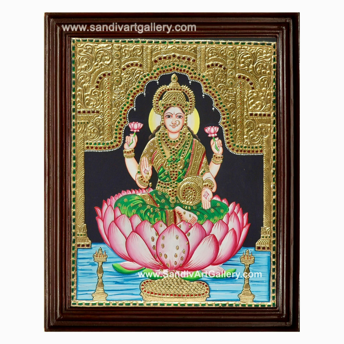 Lotus Lakshmi Tanjore Painting