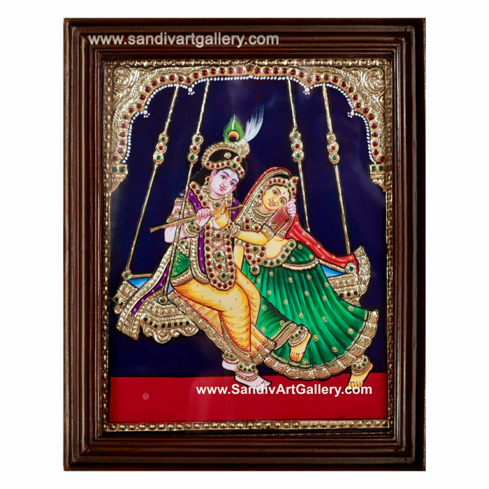 Swinging Radha Krishna Tanjore Painting1