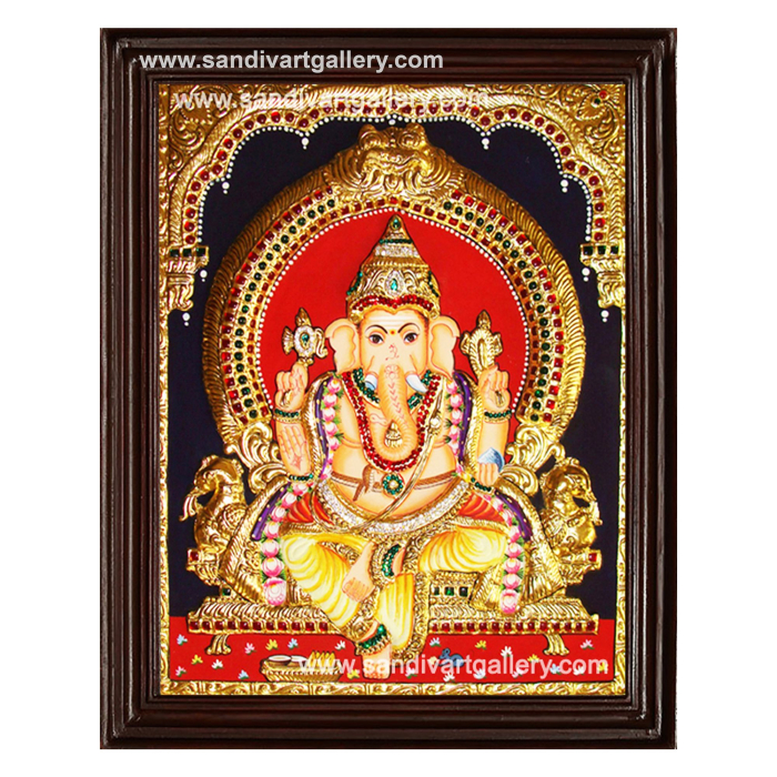 Ganesha 2D Embossed Tanjore Painting 1