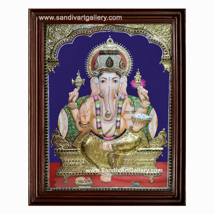Ganesha 3D Embossed Tanjore Painting 2
