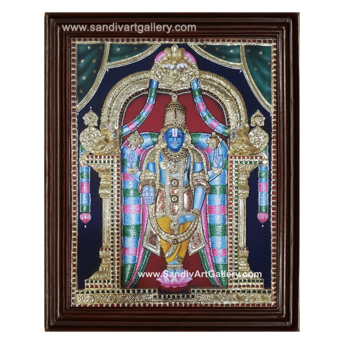 Lord Vishnu 3D Super Embossed Tanjore Painting