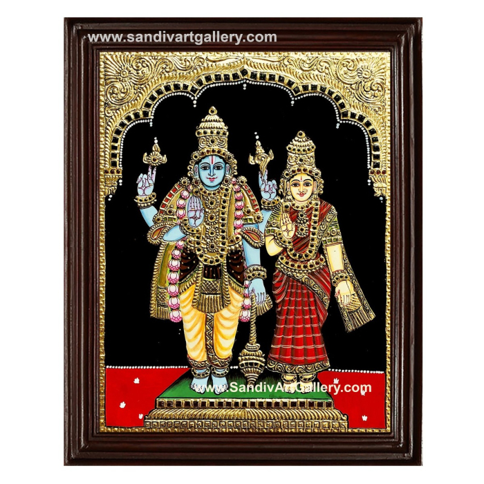 Vishnu with Lakshmi Tanjore Painting