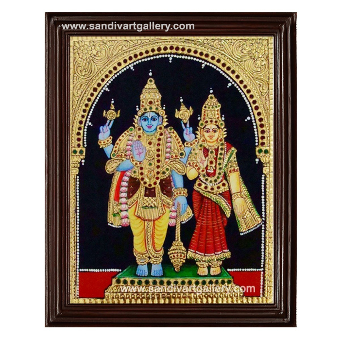 Lord Vishnu and Goddess Lakshmi Tanjore Painting