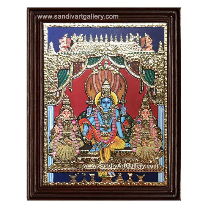 Vishnu Sreedevi Boodevi Tanjore Painting